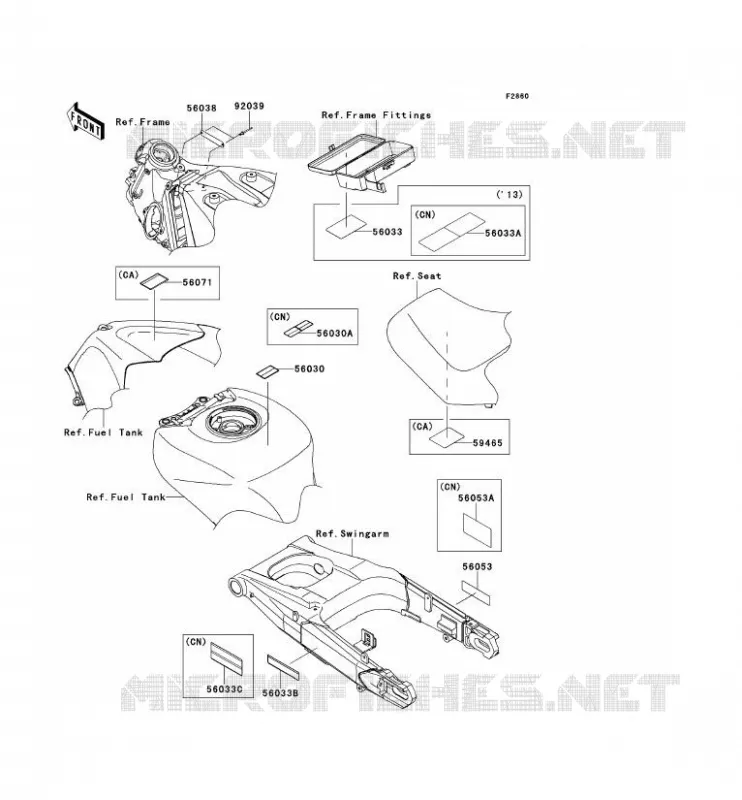 LABEL Kawasaki MOTOS 1400 2013 ZZR1400 ABS  ZX1400FDF