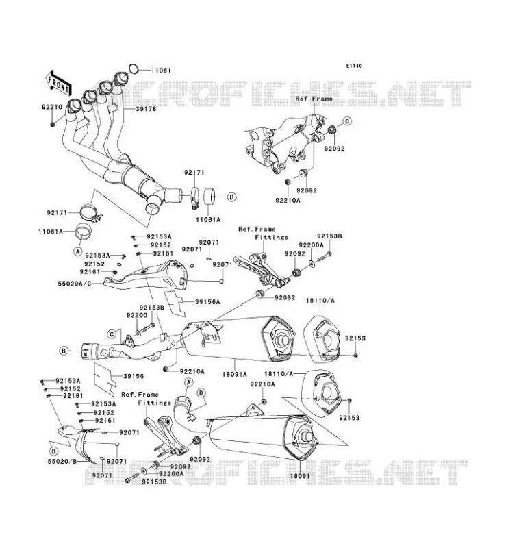 &Eacute;CHAPPEMENT Kawasaki MOTOS 1400 2013 ZZR1400 ABS  ZX1400FDFA