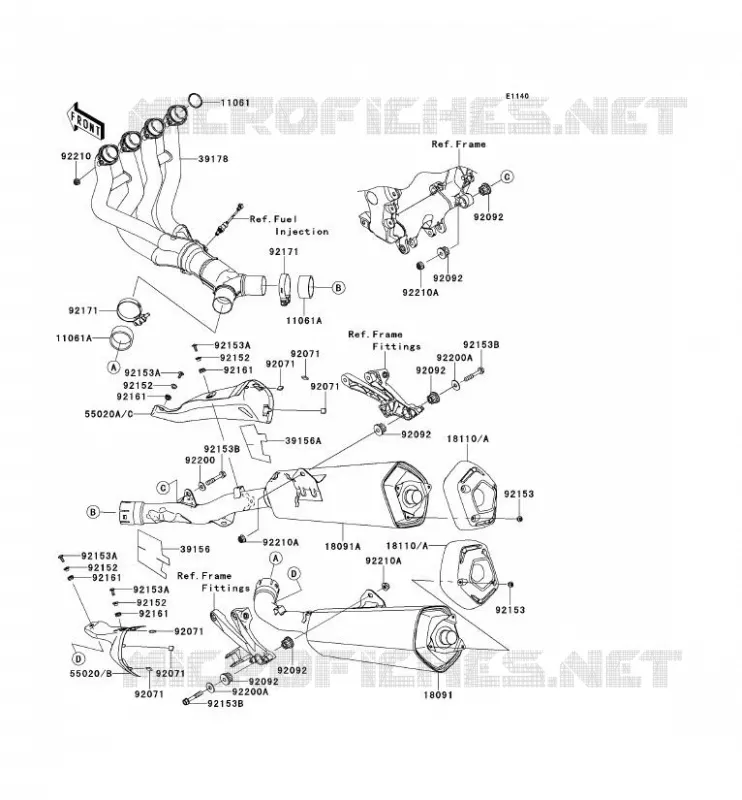 &Eacute;CHAPPEMENT Kawasaki MOTOS 1400 2013 ZZR1400 ABS  ZX1400FDFA