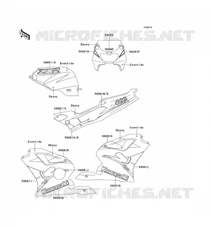 STICKER (EBONY/EVENTIDE) Kawasaki MOTOS 400 1995 ZXR400  ZX400-L5
