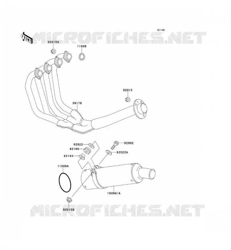 &Eacute;CHAPPEMENT Kawasaki MOTOS 400 1998 ZXR400  ZX400-L8