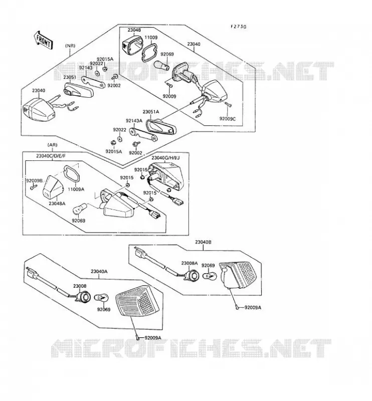 CLIGNOTANTS Kawasaki MOTOS 500 1989 GPX500R  ZX500-B2