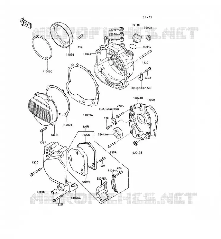 COUVERCLES MOTEUR Kawasaki MOTOS 500 1990 GPX500R  ZX500-B3