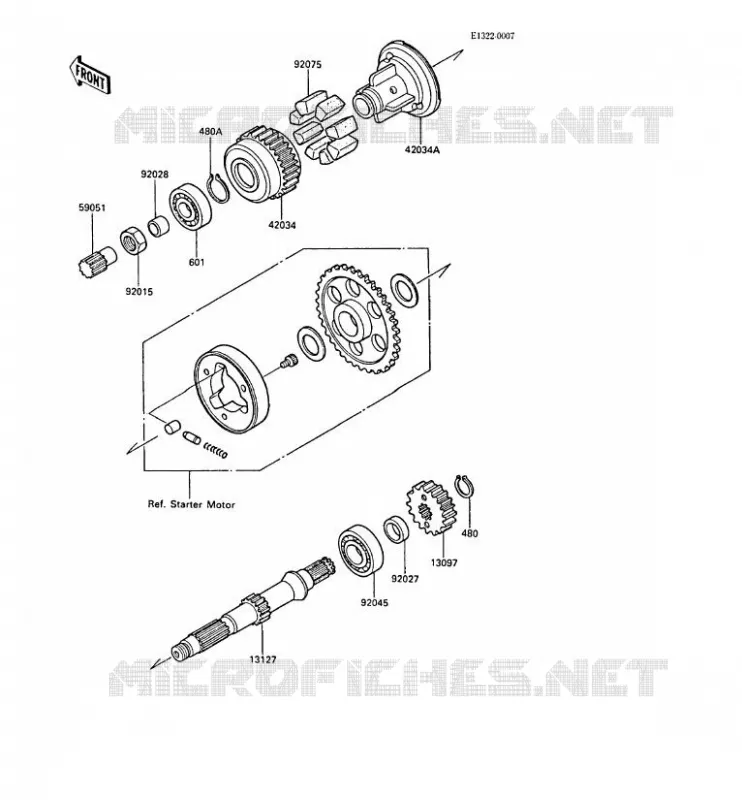ARBRE SECONDAIRE Kawasaki MOTOS 600 1987 GPZ600R  ZX600-A3