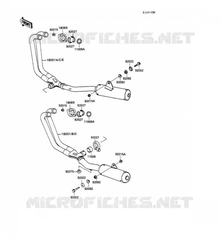 &Eacute;CHAPPEMENT Kawasaki MOTOS 600 1988 GPX600R  ZX600-C1