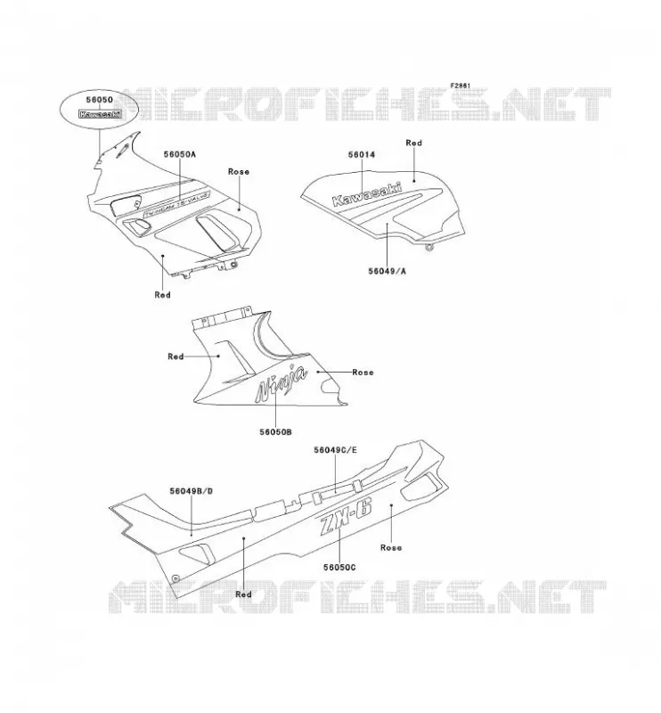 STICKER(ROUGE/ROSA) Kawasaki MOTOS 600 1991 ZZR600  ZX600-D2
