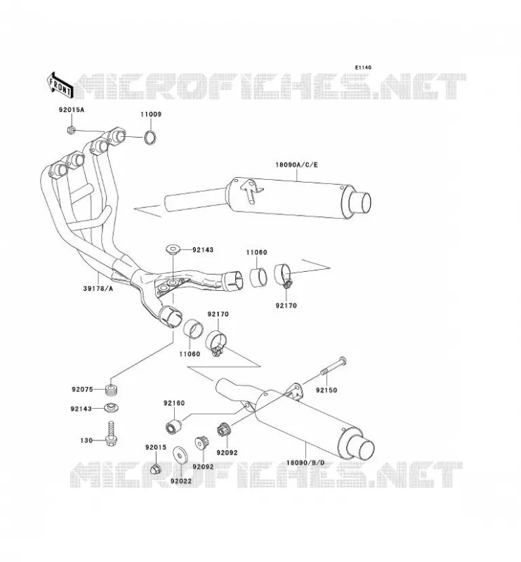 &Eacute;CHAPPEMENT Kawasaki MOTOS 600 1994 ZZR600  ZX600-E2
