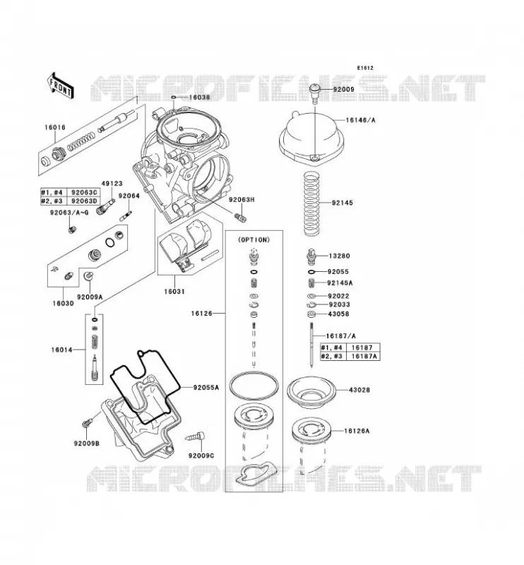 PI&Egrave;CES DE CARBURATEUR Kawasaki MOTOS 600 2000 NINJA ZX-6R  ZX600-J1P
