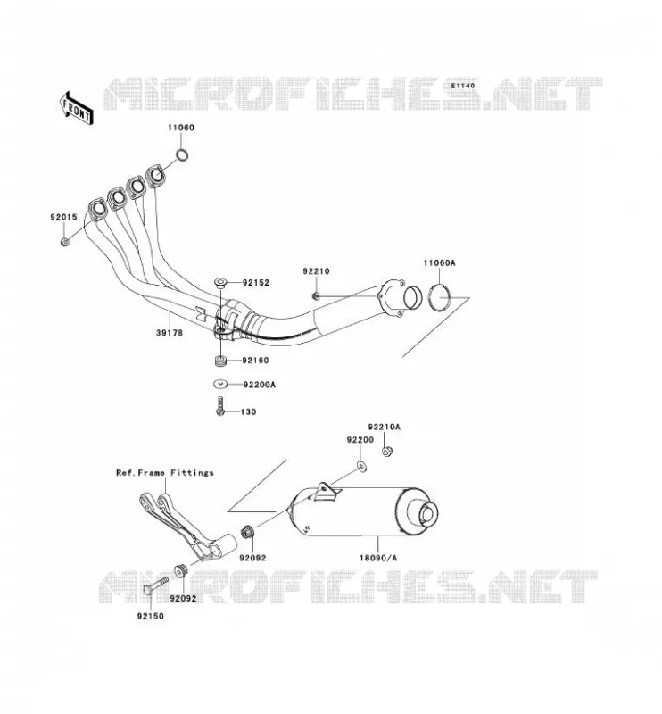 &Eacute;CHAPPEMENT Kawasaki MOTOS 600 2005 ZZR600  ZX600-J4