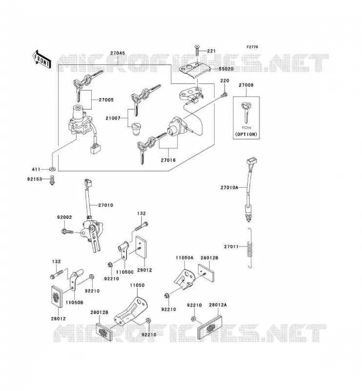 CONTACTEUR SERRURE/R&Eacute;FLECTEUR Kawasaki MOTOS 600 2007 ZZR600  ZX600J7F