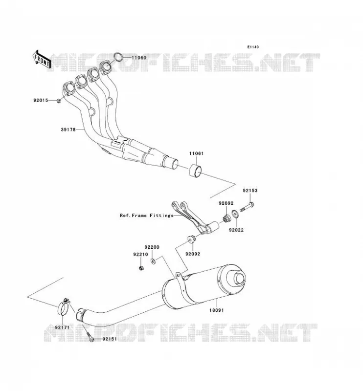 &Eacute;CHAPPEMENT Kawasaki MOTOS 600 2004 NINJA ZX-6RR  ZX600-M1H