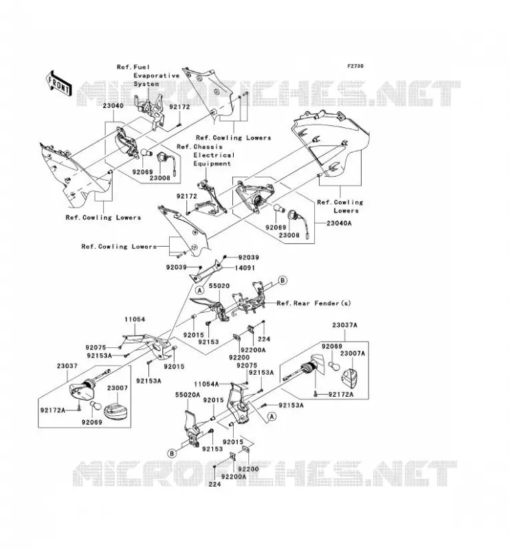 CLIGNOTANTS Kawasaki MOTOS 600 2007 NINJA ZX-6R  ZX600P7F