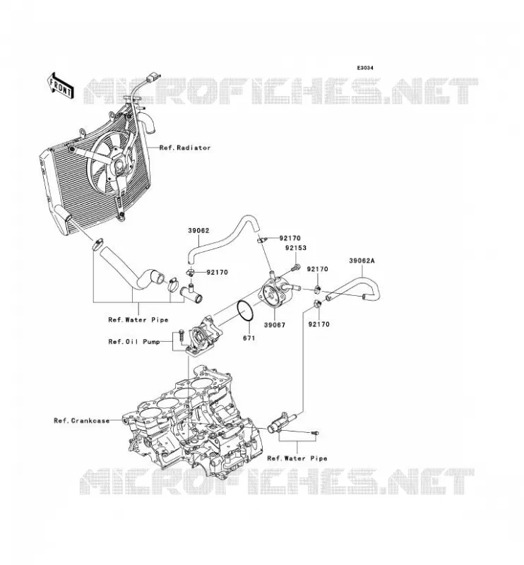 RADIATEUR D'HUILE Kawasaki MOTOS 600 2007 NINJA ZX-6R  ZX600P7F