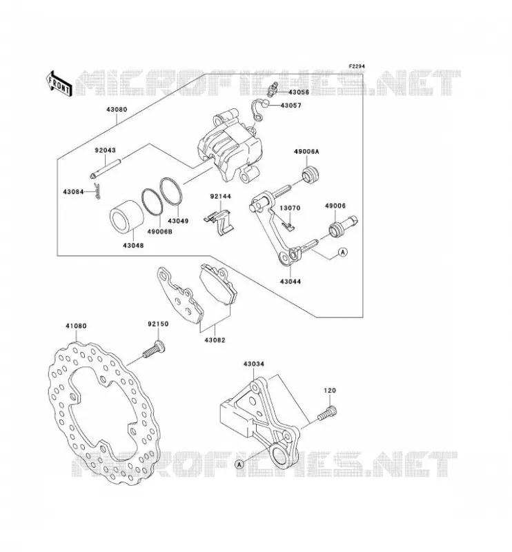 FREIN ARRIERE Kawasaki MOTOS 600 2007 NINJA ZX-6R  ZX600P7F