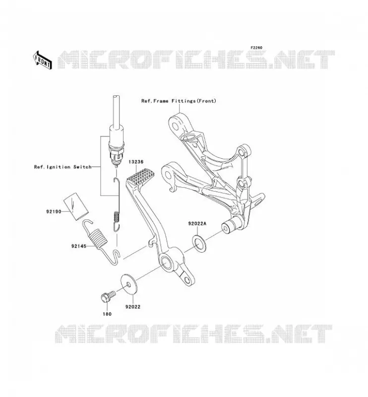 PEDALE DE FREIN Kawasaki MOTOS 600 2008 NINJA ZX-6R  ZX600P8F