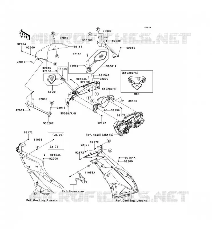 CARENAGE Kawasaki MOTOS 600 2012 NINJA ZX-6R  ZX600RCF
