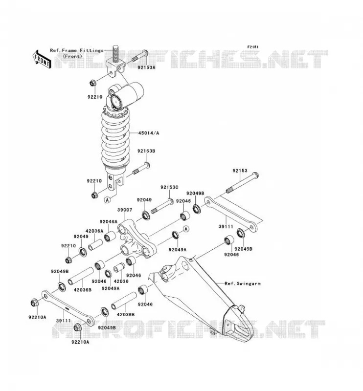 SUSPENSION/AMORTISSEUR Kawasaki MOTOS 600 2012 NINJA ZX-6R  ZX600RCF