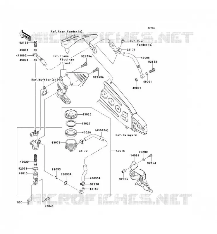MAITRE CYLINDRE ARRI&Egrave;RE Kawasaki MOTOS 600 2012 NINJA ZX-6R  ZX600RCF