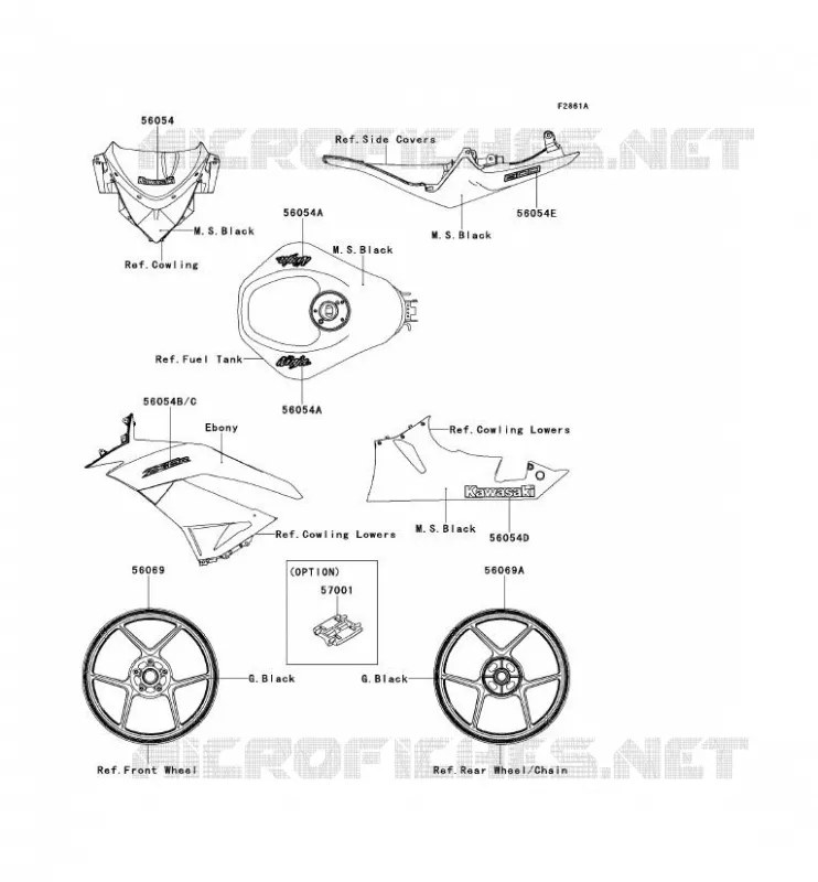 STICKER (NOIR) Kawasaki MOTOS 600 2012 NINJA ZX-6R  ZX600RCF