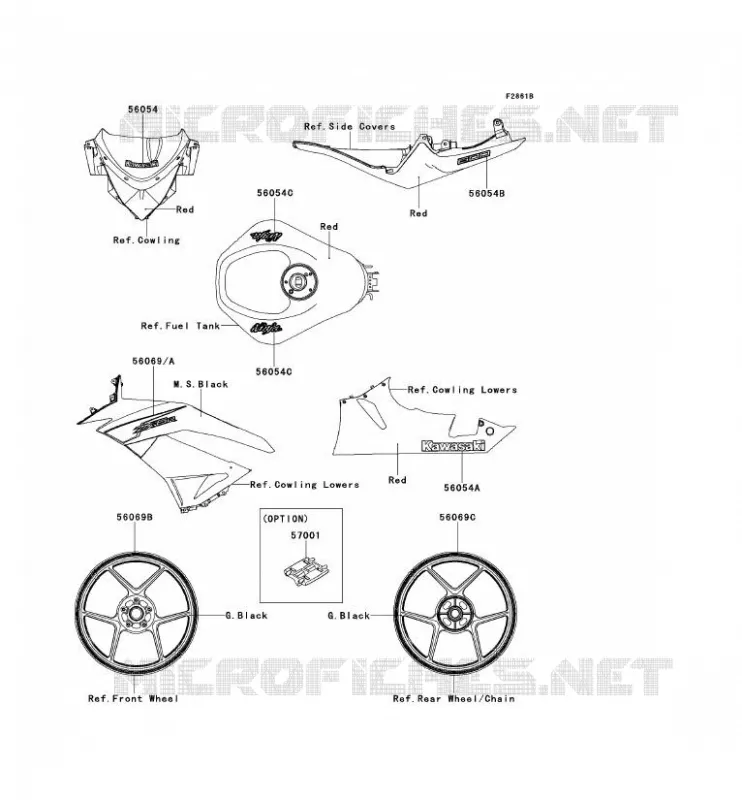 STICKER(RED) Kawasaki MOTOS 600 2012 NINJA ZX-6R  ZX600RCF