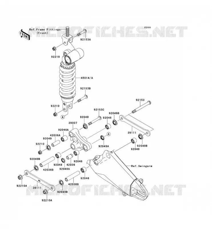 SUSPENSION/AMORTISSEUR Kawasaki MOTOS 600 2012 NINJA ZX-6R  ZX600RCF