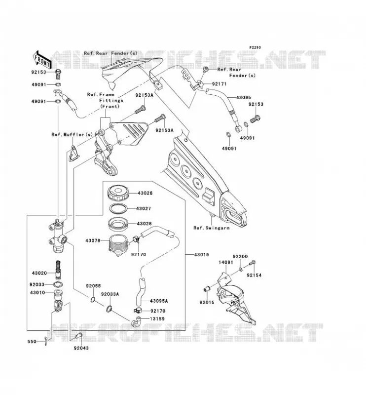 MAITRE CYLINDRE ARRI&Egrave;RE Kawasaki MOTOS 600 2012 NINJA ZX-6R  ZX600RCF
