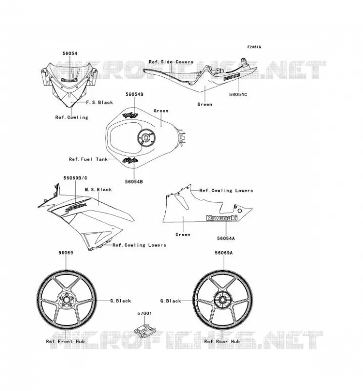 STICKER(GREEN) Kawasaki MOTOS 600 2012 NINJA ZX-6R  ZX600RCF