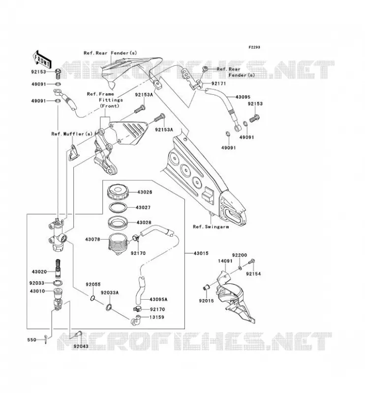 MAITRE CYLINDRE ARRI&Egrave;RE Kawasaki MOTOS 600 2013 NINJA ZX-6R  ZX600RDF