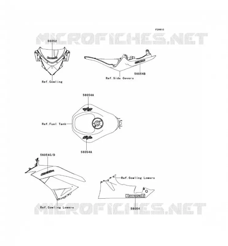 STICKER(GREEN) Kawasaki MOTOS 600 2014 NINJA ZX-6R  ZX600REF