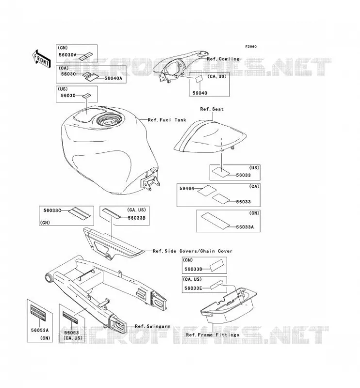 LABEL Kawasaki MOTOS 636 2003 NINJA ZX-6R  ZX636-B1