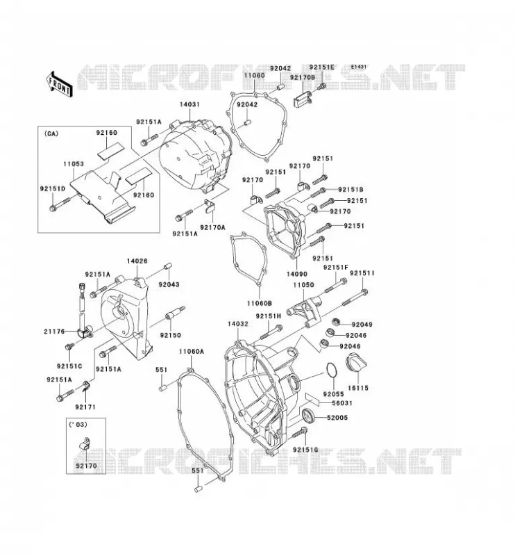 COUVERCLES MOTEUR Kawasaki MOTOS 636 2004 NINJA ZX-6R  ZX636-B2