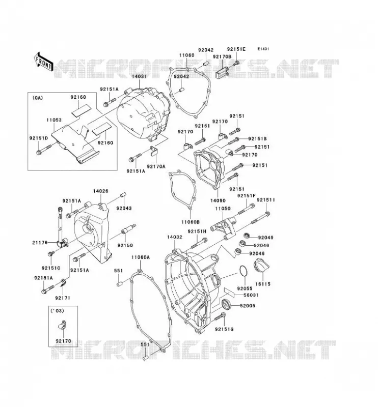 COUVERCLES MOTEUR Kawasaki MOTOS 636 2004 NINJA ZX-6R  ZX636-B2
