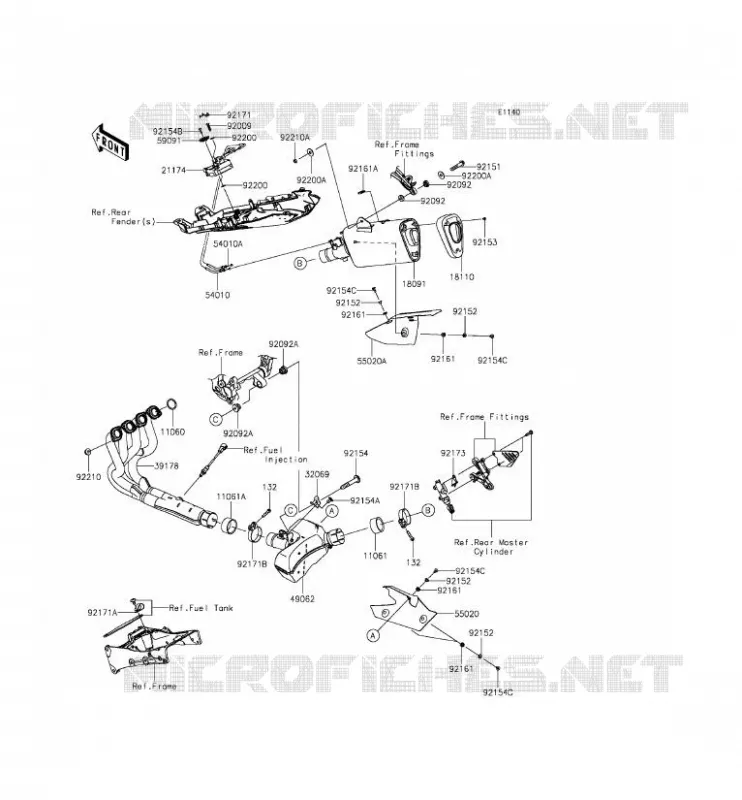 &Eacute;CHAPPEMENT Kawasaki MOTOS 636 2013 NINJA ZX-6R  ZX636EDF
