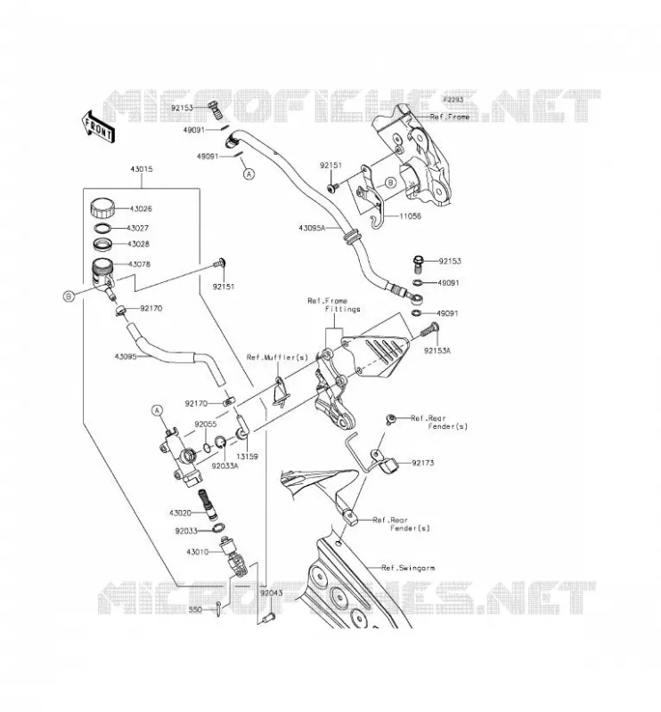 MAITRE CYLINDRE ARRI&Egrave;RE Kawasaki MOTOS 636 2013 NINJA ZX-6R  ZX636EDF