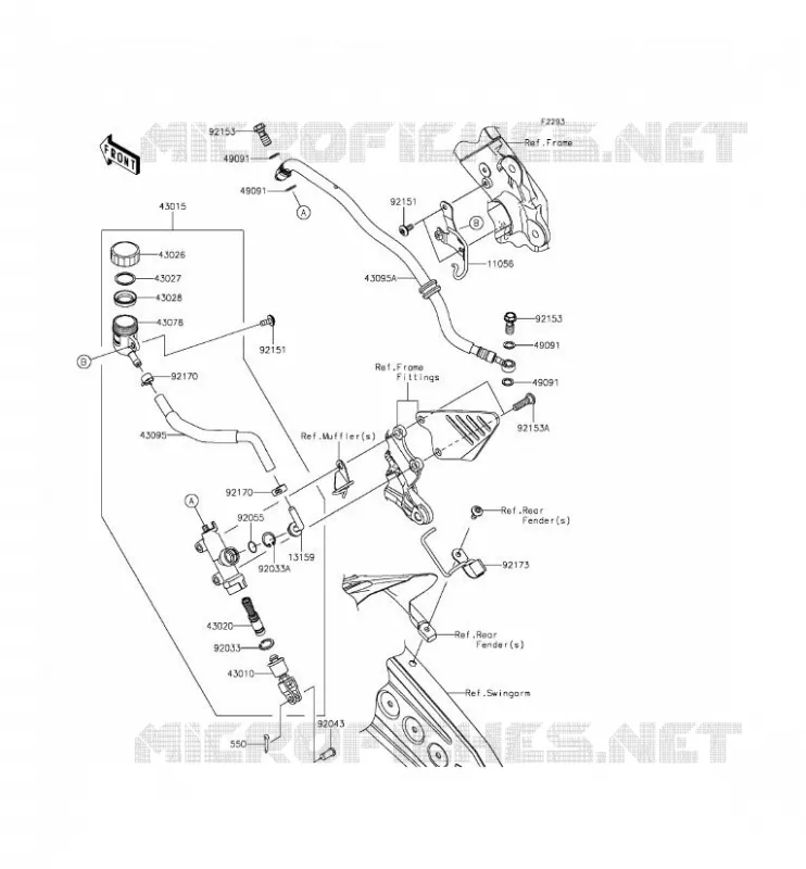 MAITRE CYLINDRE ARRI&Egrave;RE Kawasaki MOTOS 636 2013 NINJA ZX-6R  ZX636EDF