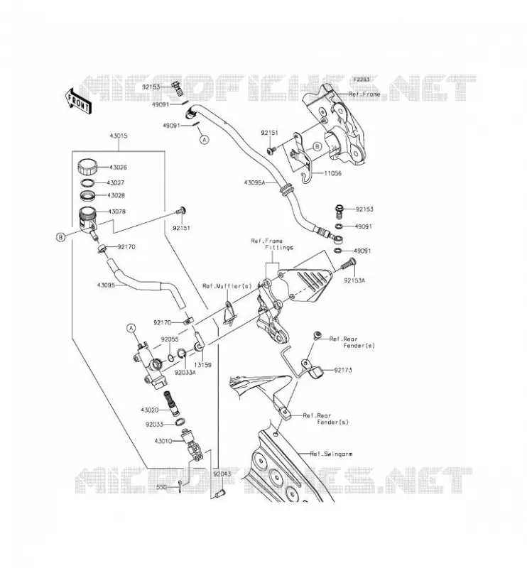MAITRE CYLINDRE ARRI&Egrave;RE Kawasaki MOTOS 636 2014 NINJA ZX-6R  ZX636EEF