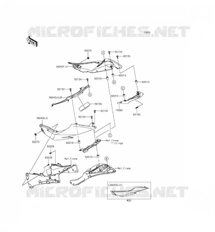 CACHE LAT&Eacute;RAL Kawasaki MOTOS 636 2014 NINJA ZX-6R  ZX636EEF