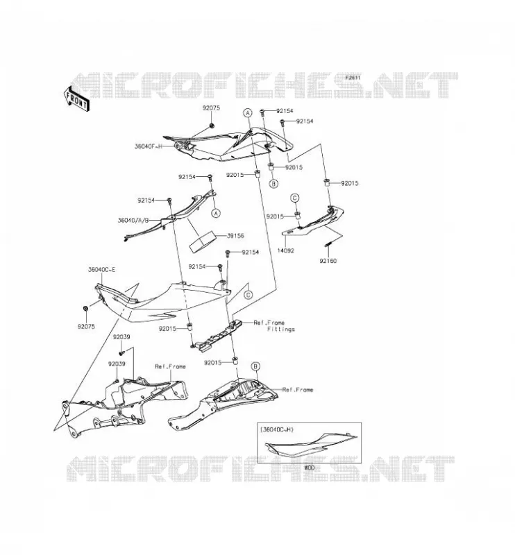 CACHE LAT&Eacute;RAL Kawasaki MOTOS 636 2015 NINJA ZX-6R  ZX636EFF