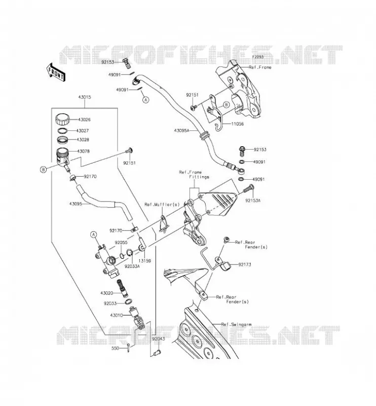 MAITRE CYLINDRE ARRI&Egrave;RE Kawasaki MOTOS 636 2015 NINJA ZX-6R  ZX636EFF