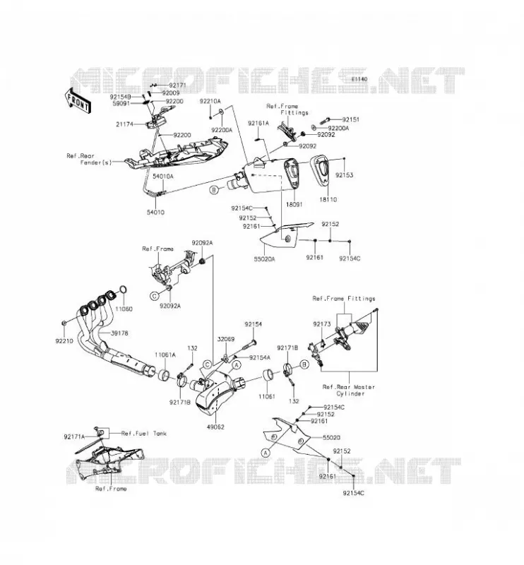 &Eacute;CHAPPEMENT Kawasaki MOTOS 636 2015 NINJA ZX-6R  ZX636EFF