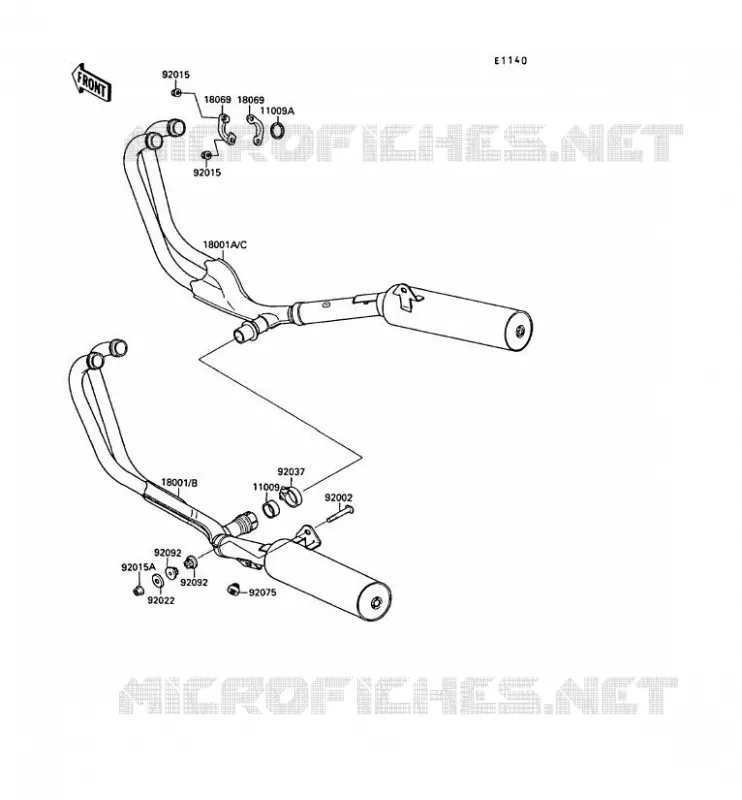 &Eacute;CHAPPEMENT Kawasaki MOTOS 750 1989 GPX750R  ZX750-F3