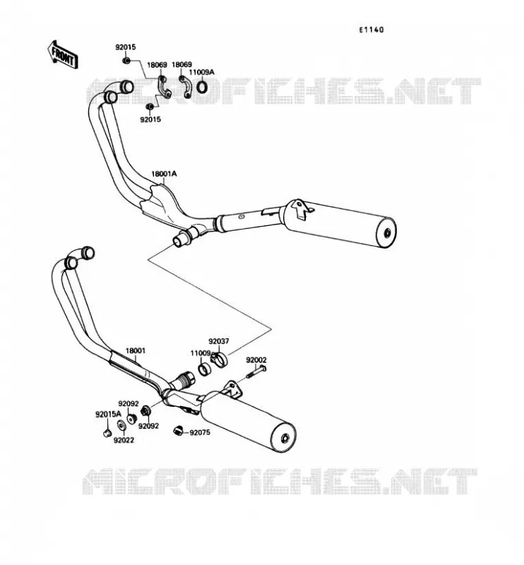 &Eacute;CHAPPEMENT Kawasaki MOTOS 750 1990 GPX750R  ZX750-F4