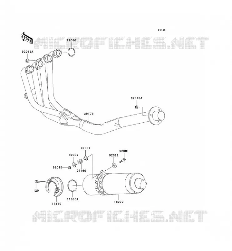 &Eacute;CHAPPEMENT Kawasaki MOTOS 750 2000 NINJA ZX-7R  ZX750-P5