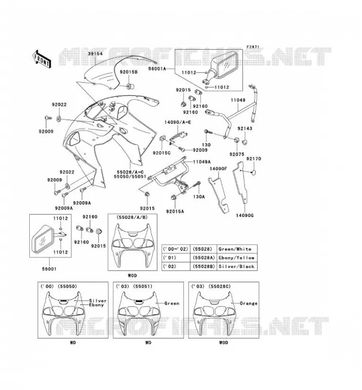 CARENAGE Kawasaki MOTOS 750 2000 NINJA ZX-7R  ZX750-P5