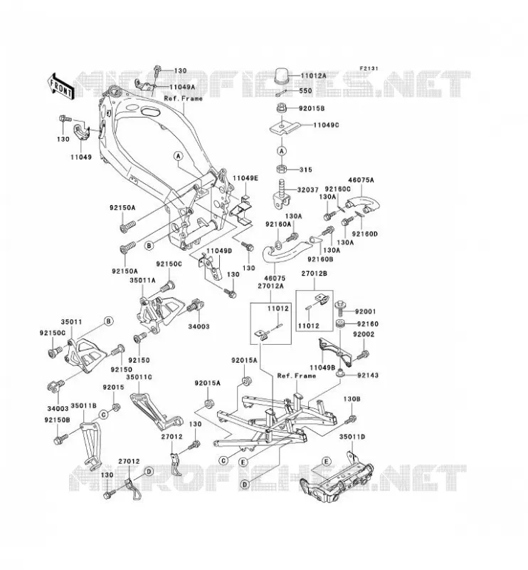 PIECE DE CADRE (COUVERTURE) Kawasaki MOTOS 750 2000 NINJA ZX-7R  ZX750-P5