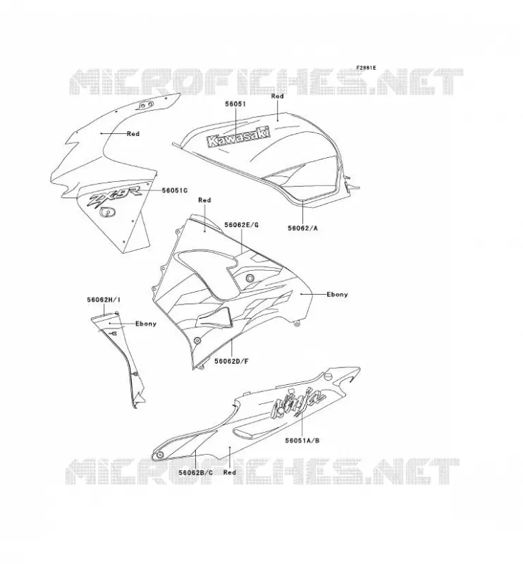 STICKER(ROUGE/NOIR) Kawasaki MOTOS 900 1999 NINJA ZX-9R  ZX900-C2