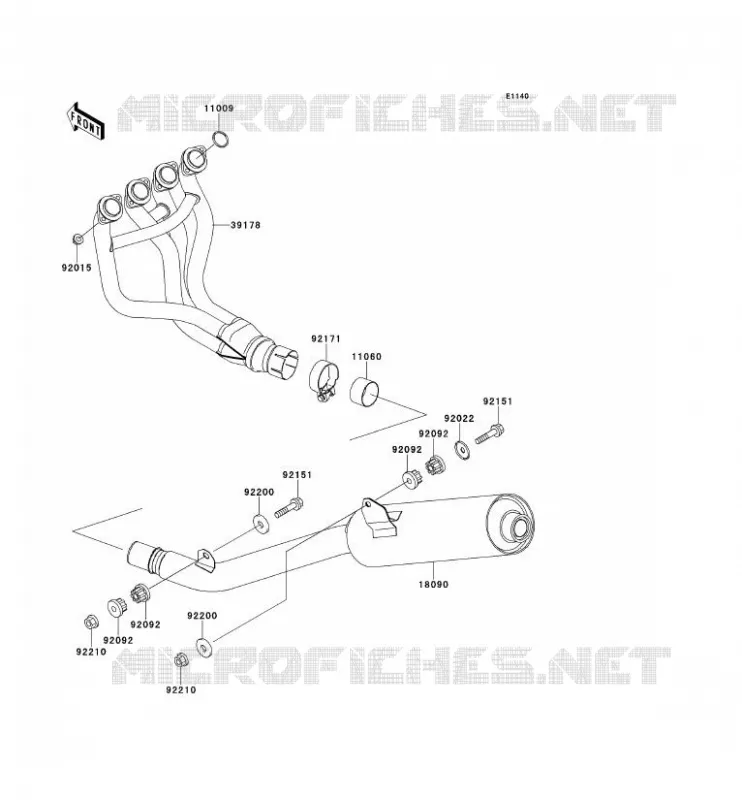 &Eacute;CHAPPEMENT Kawasaki MOTOS 900 2001 NINJA ZX-9R  ZX900-E2H
