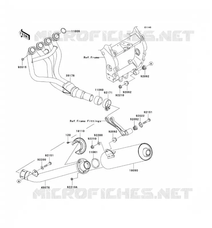 &Eacute;CHAPPEMENT Kawasaki MOTOS 900 2002 NINJA ZX-9R  ZX900-F1H