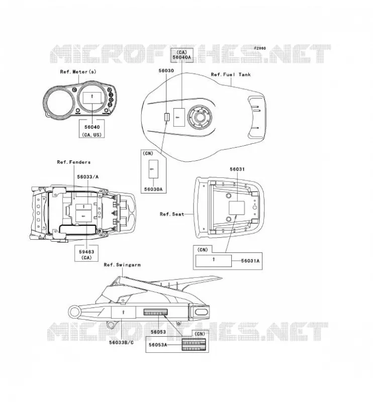 LABEL Kawasaki MOTOS 900 2003 NINJA ZX-9R  ZX900-F2