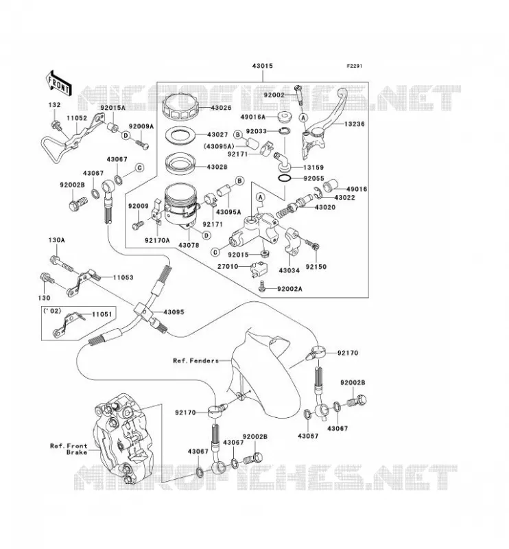 MAITRE CYLINDRE AV Kawasaki MOTOS 900 2003 NINJA ZX-9R  ZX900-F2
